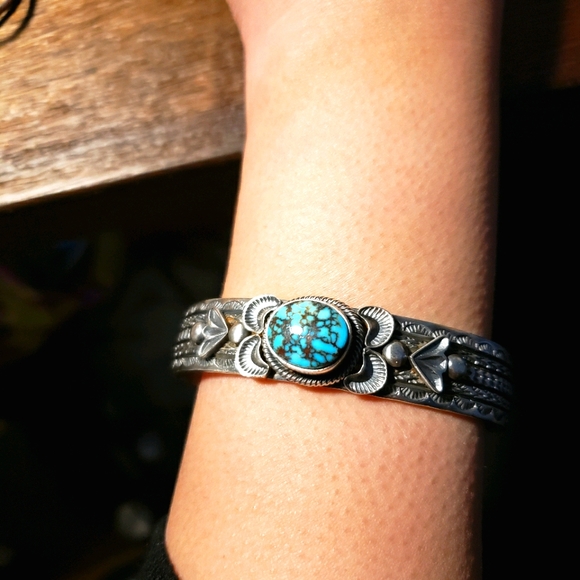 Treasures of the Southwest: Genuine Kingman Web Turquoise  Navajo Kingman Web Turquoise Bracelet